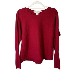 Max Studio 100% Extra Fine Merino Wool  Red Sweater Size XL Cozy Minimalist